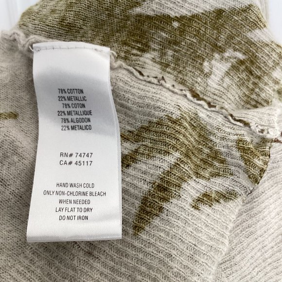 Taupe Cotton Cardigan with Feather Print - Picture 8 of 8